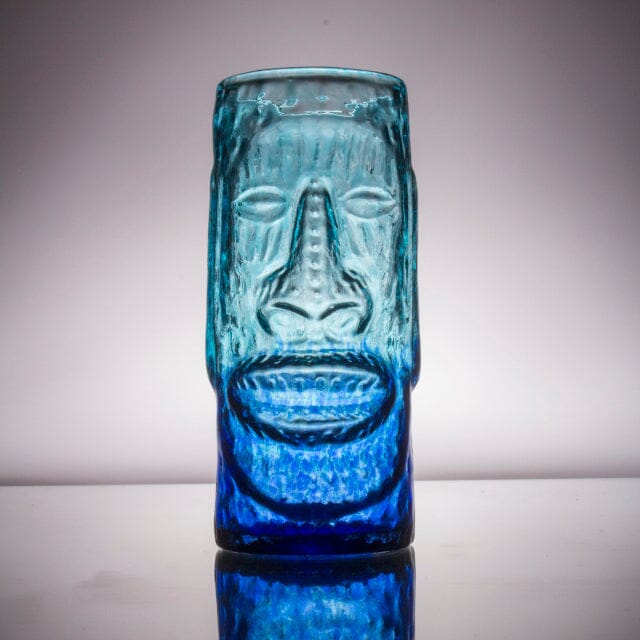 Handblown Glass Tiki Mug Decor Andrew Iannazzi Easter Island - Blue Lagoon 