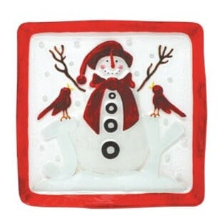 Glass Fusion Platter, Snowman Joy 12 Decor Gift Essentials 