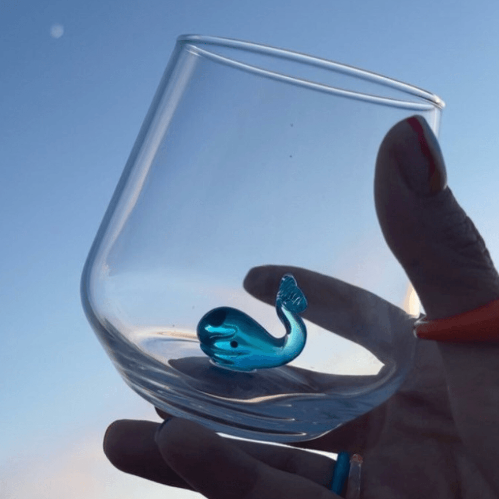 Tiny Animal Wine Glass, Whale Decor MiniZoo 