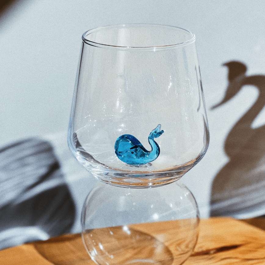 Tiny Animal Wine Glass, Whale Decor MiniZoo 