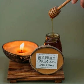 Coconut Shell Candle, Smoke &amp; Honey Decor Backyard Candles 