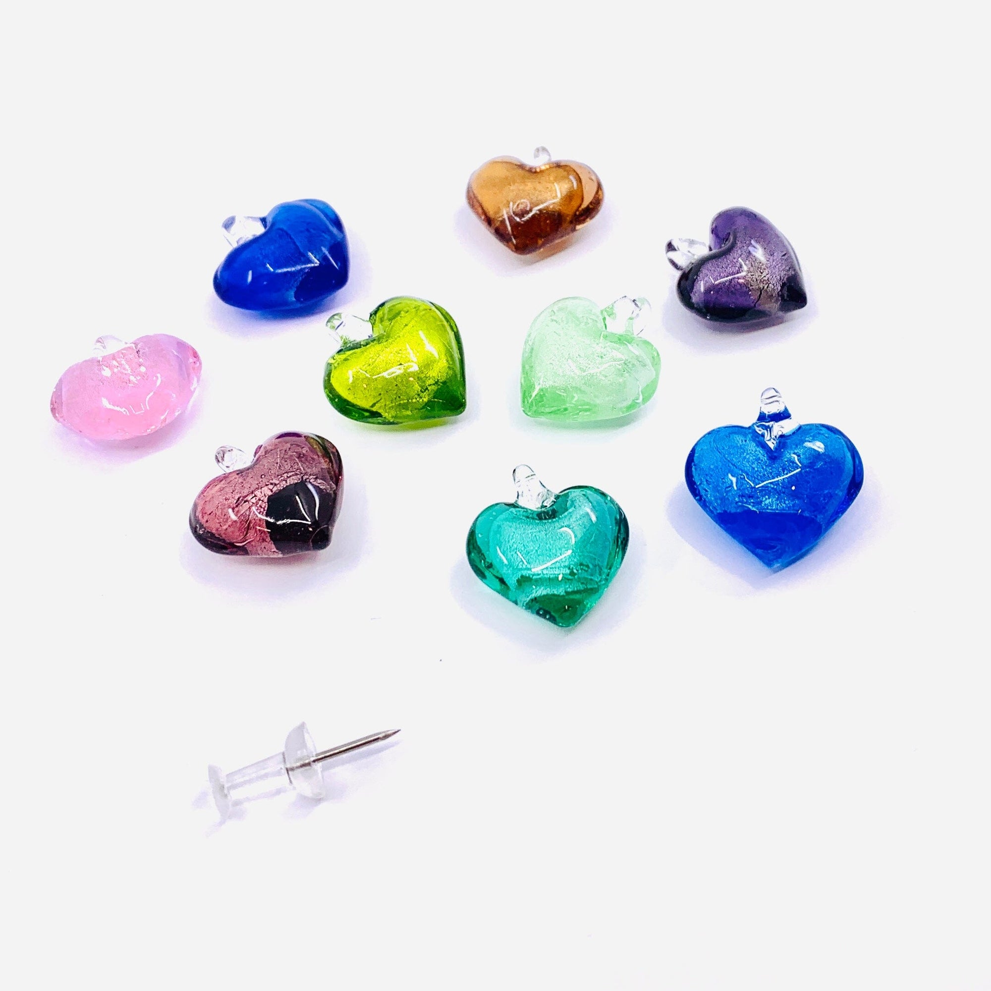 Glass Foil Hearts, Dark Violet Miniature - 