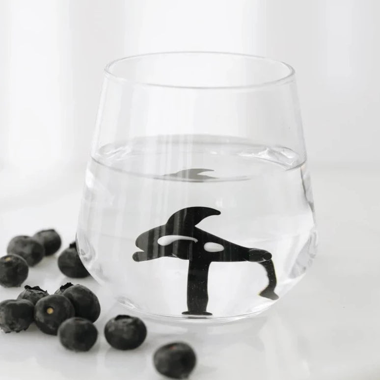 Tiny Animal Wine Glass, Orca Whale Decor MiniZoo 