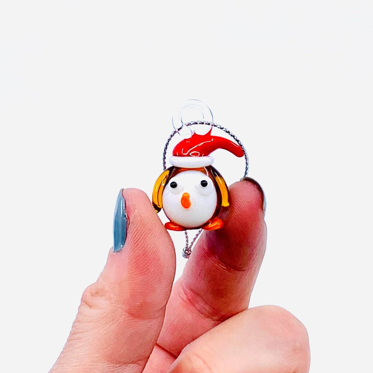 Tiny Penguin Santa Hat Ornament Miniature - 