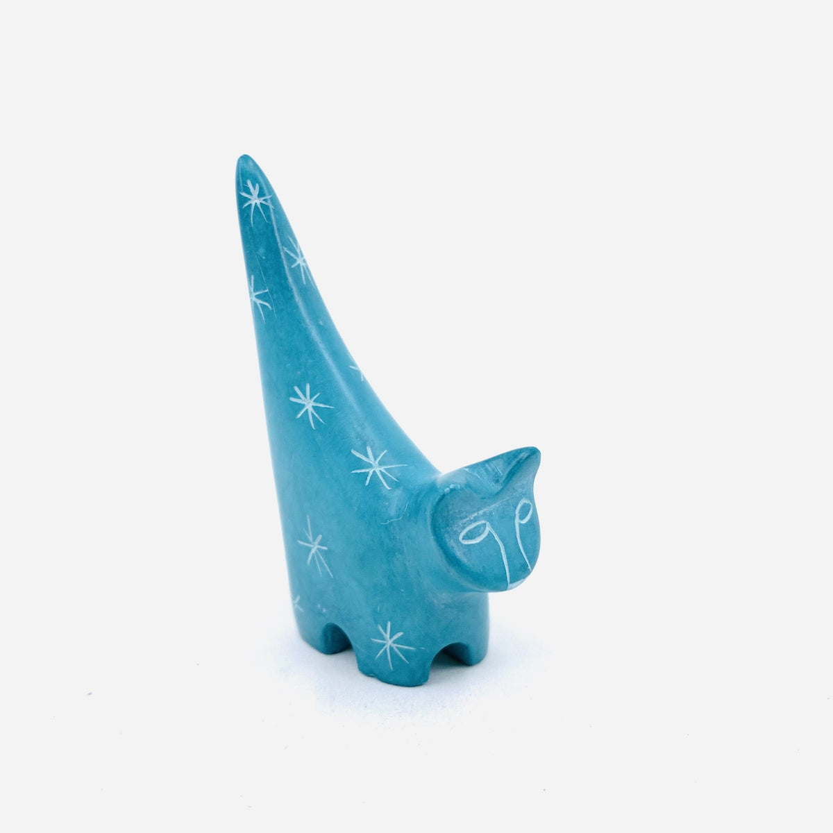 Carved Small Animals, Cat Venture Imports Teal 