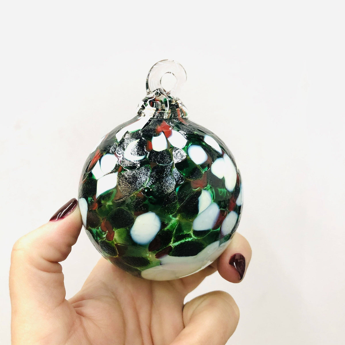 Holly Mini Holiday Ornament Ornament Luke Adams Glass Blowing Studio 