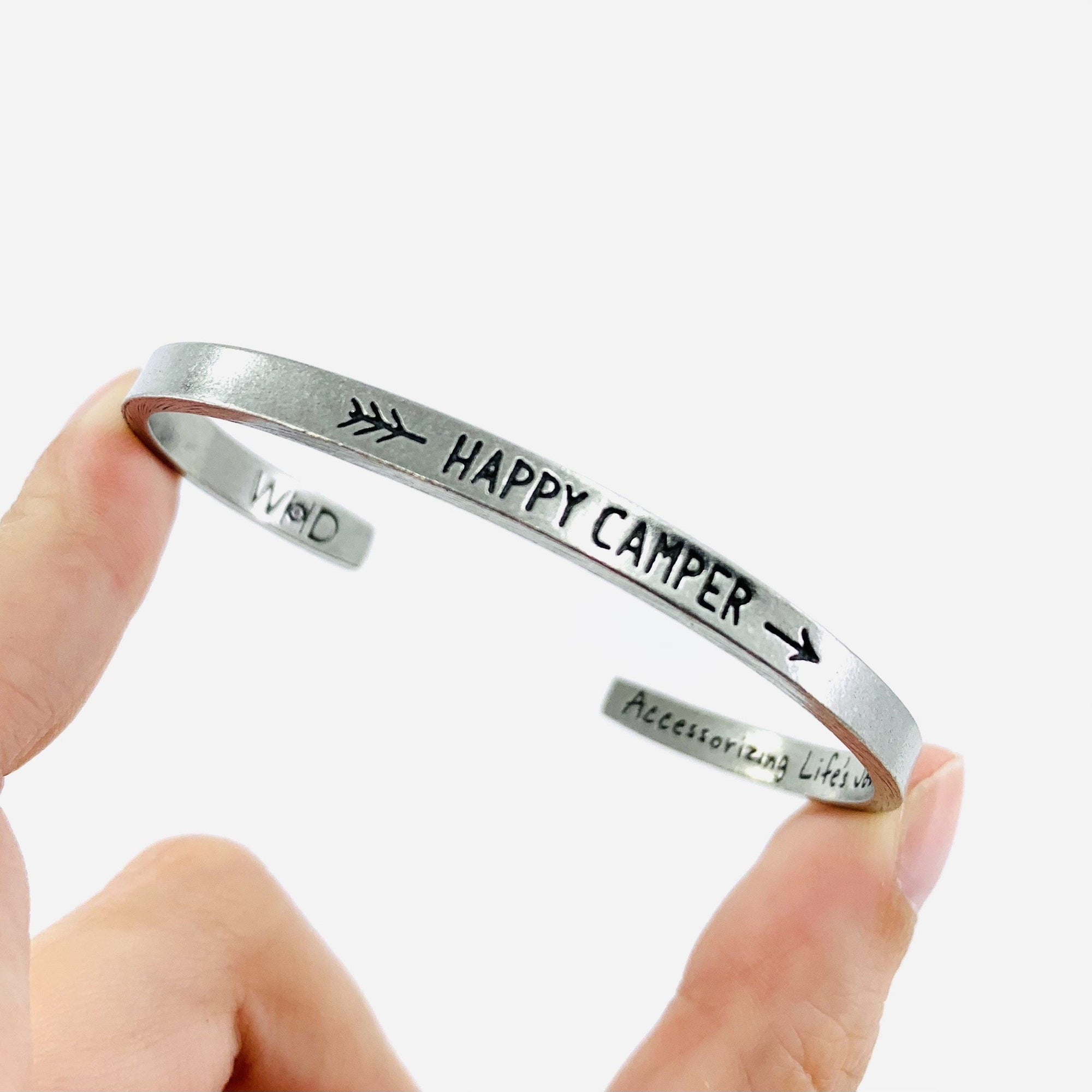Pewter Cuff Bracelet, Happy Camper Jewelry Whitney Howard Designs 