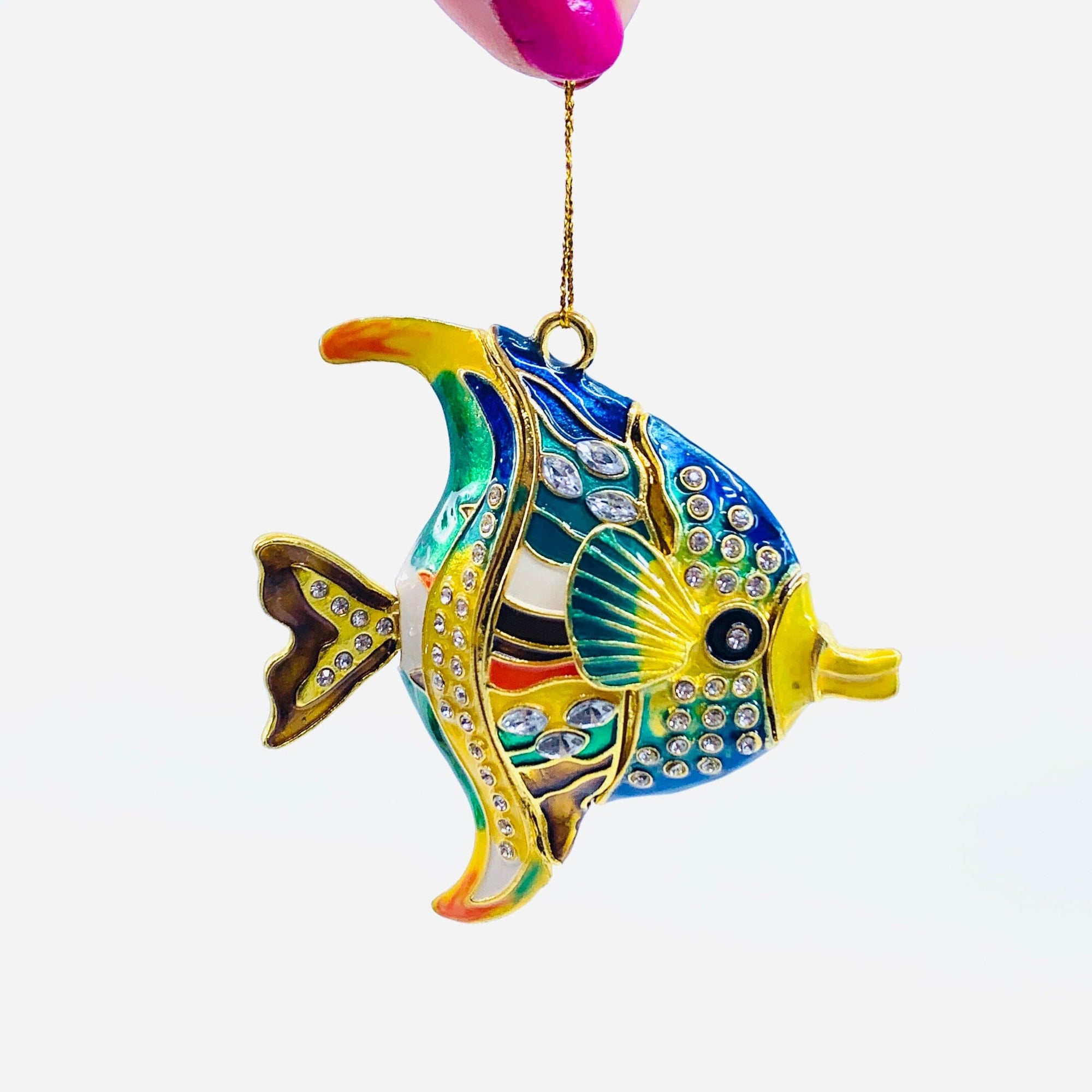 Enamel Motion Ornament, Tropical Fish Decor Kubla Craft 