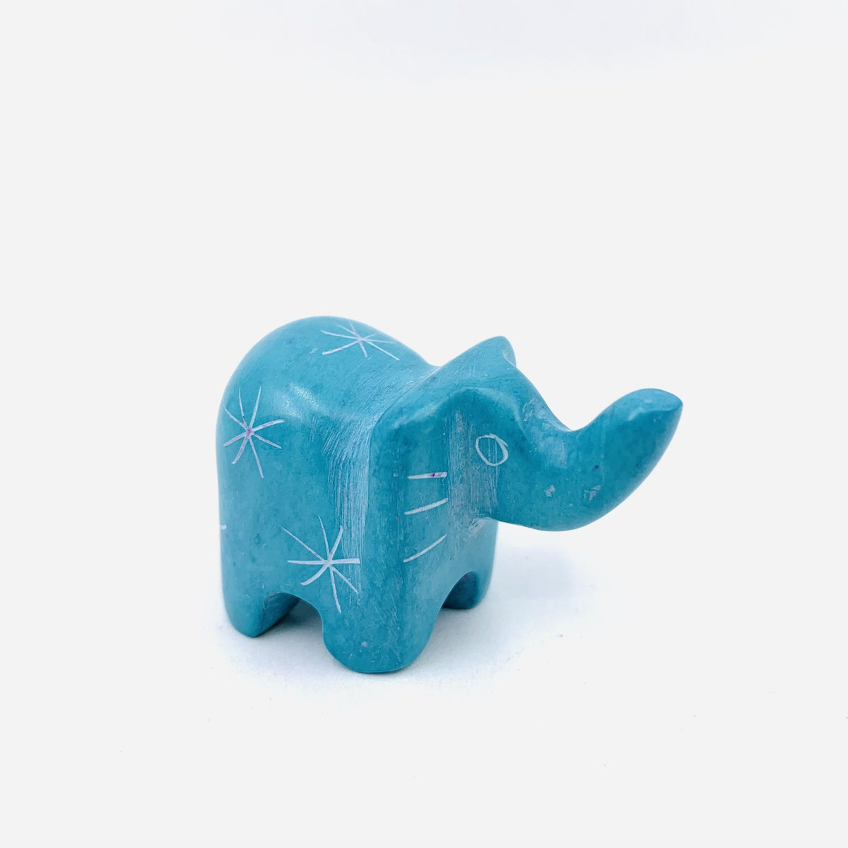 Carved Small Animals, Elephant Venture Imports Teal 