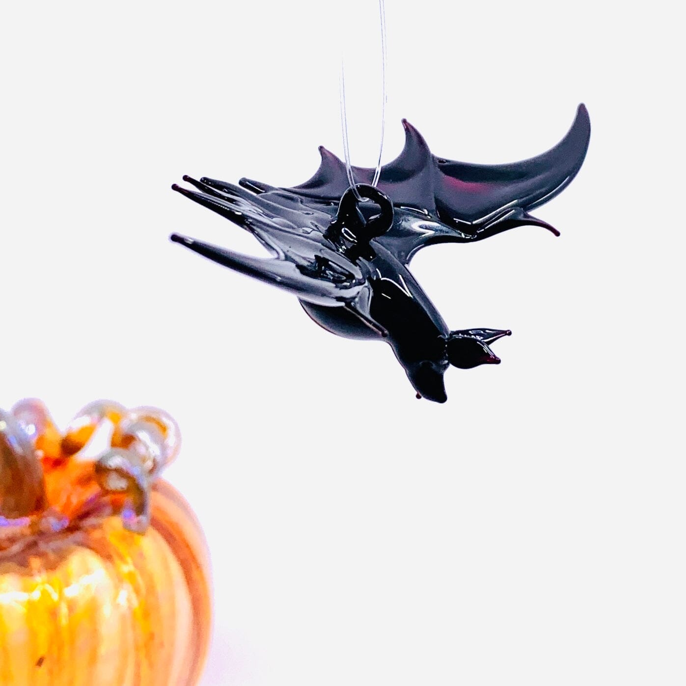 Glass Flying Bat Ornament, 1 Ornament WGK Glass Art Inc 