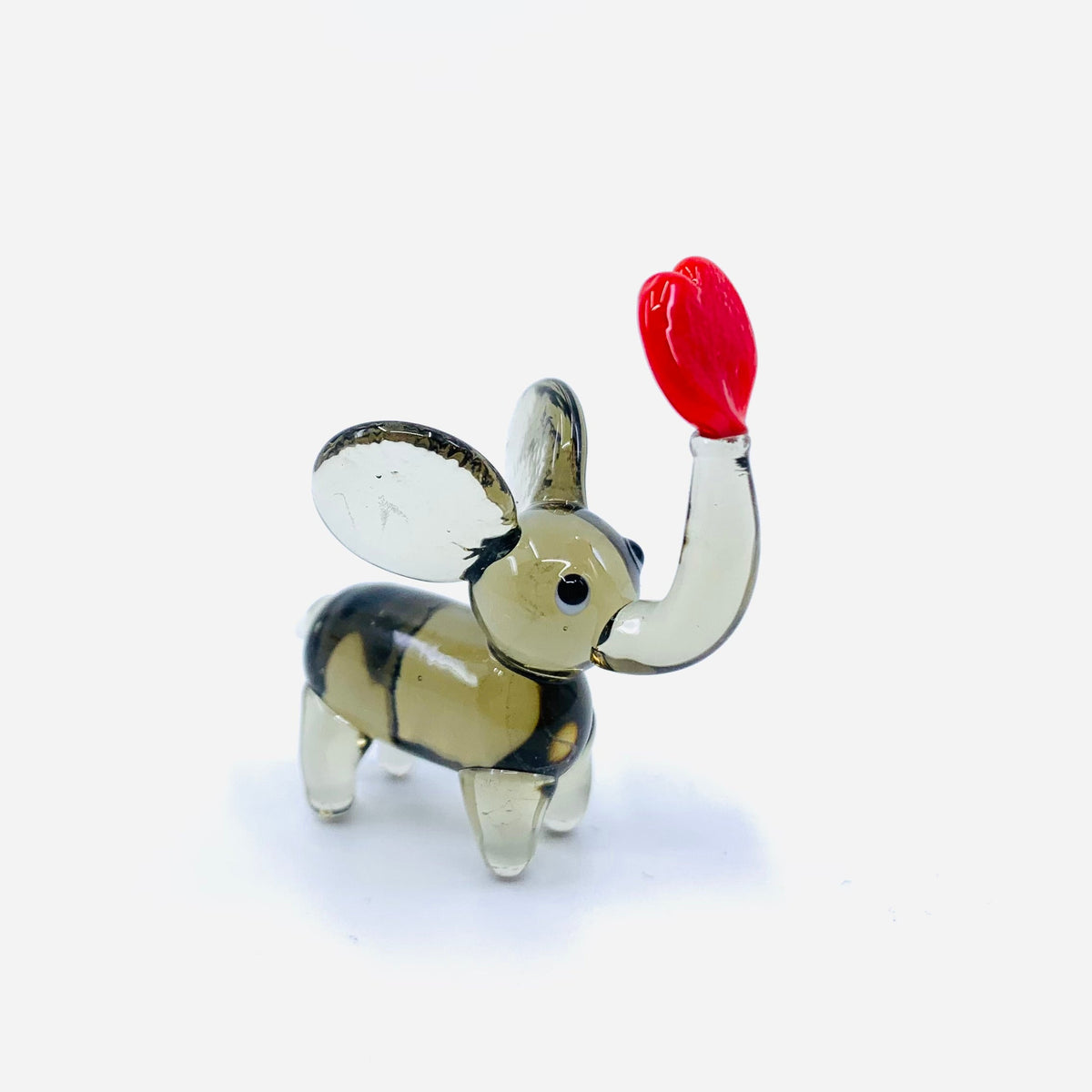 Little Glass Love Elephants Miniature - Smoky Gray 