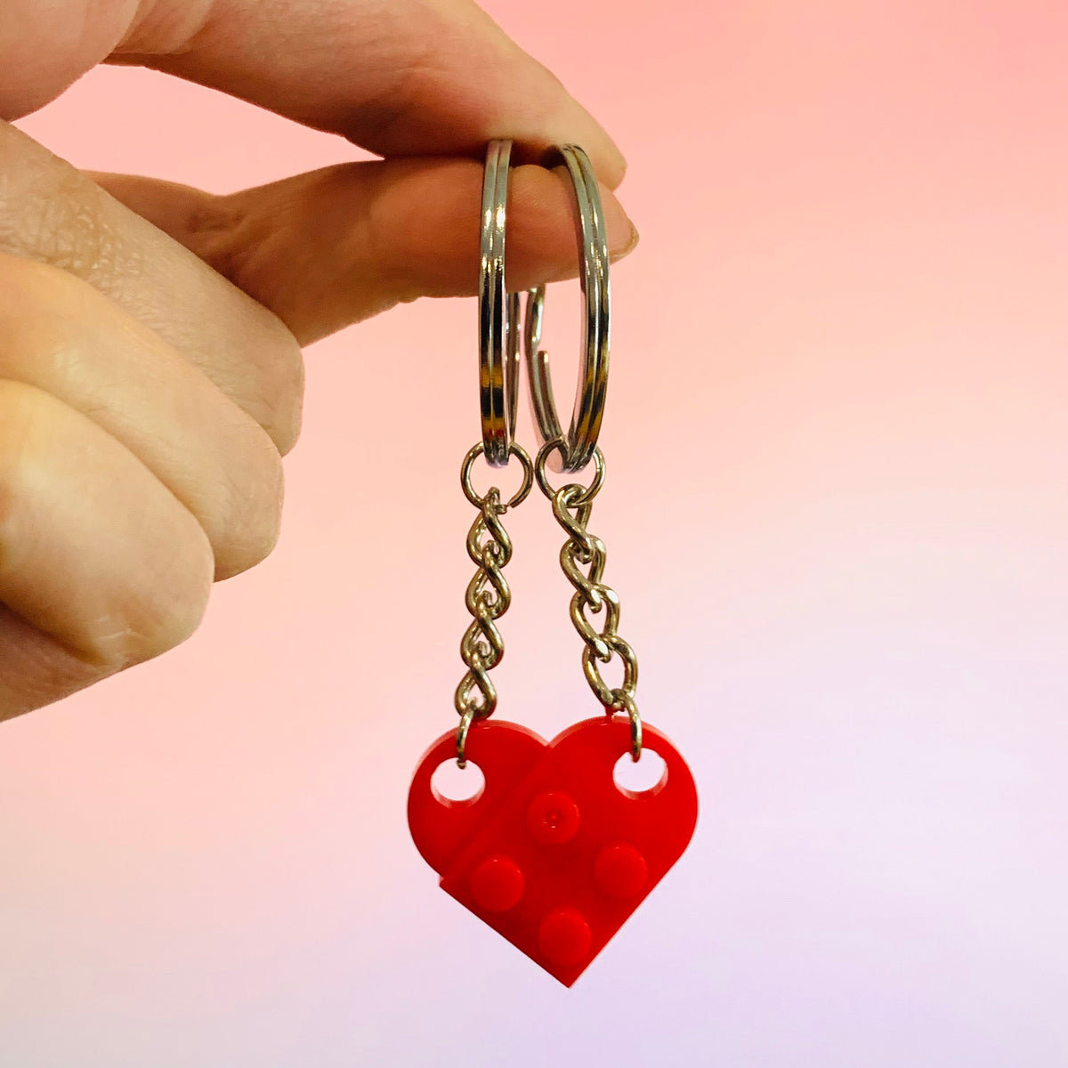 Brick Heart Matching Keychains Manufactured Overseas Red 