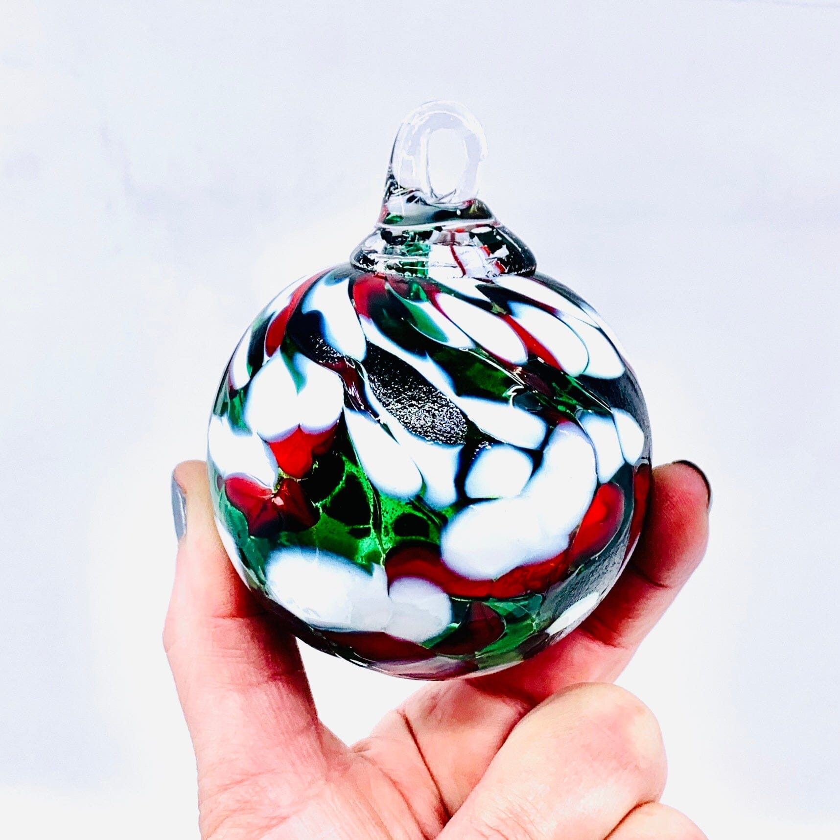 Mini Holiday Ornament, Holly Ornament Luke Adams Glass Blowing Studio 