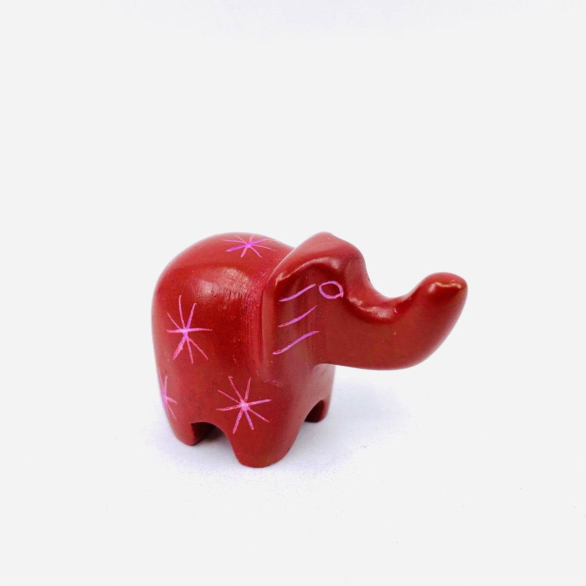 Carved Small Animals, Elephant Venture Imports Red 