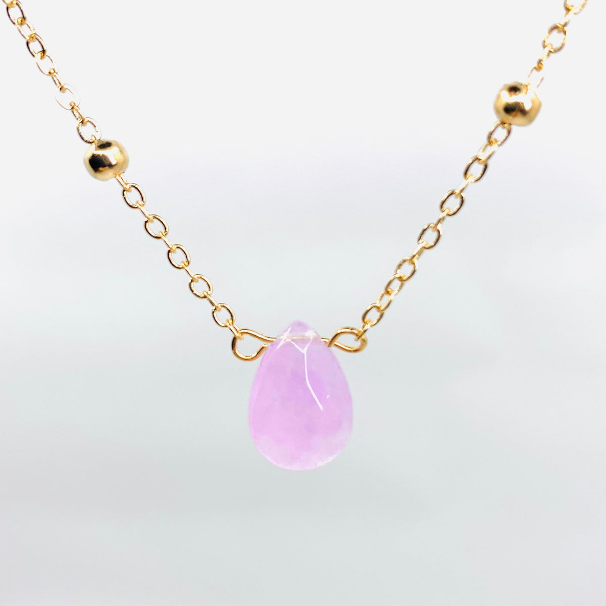 Teardrop Gem Lilac Necklace Jewelry - Gold 