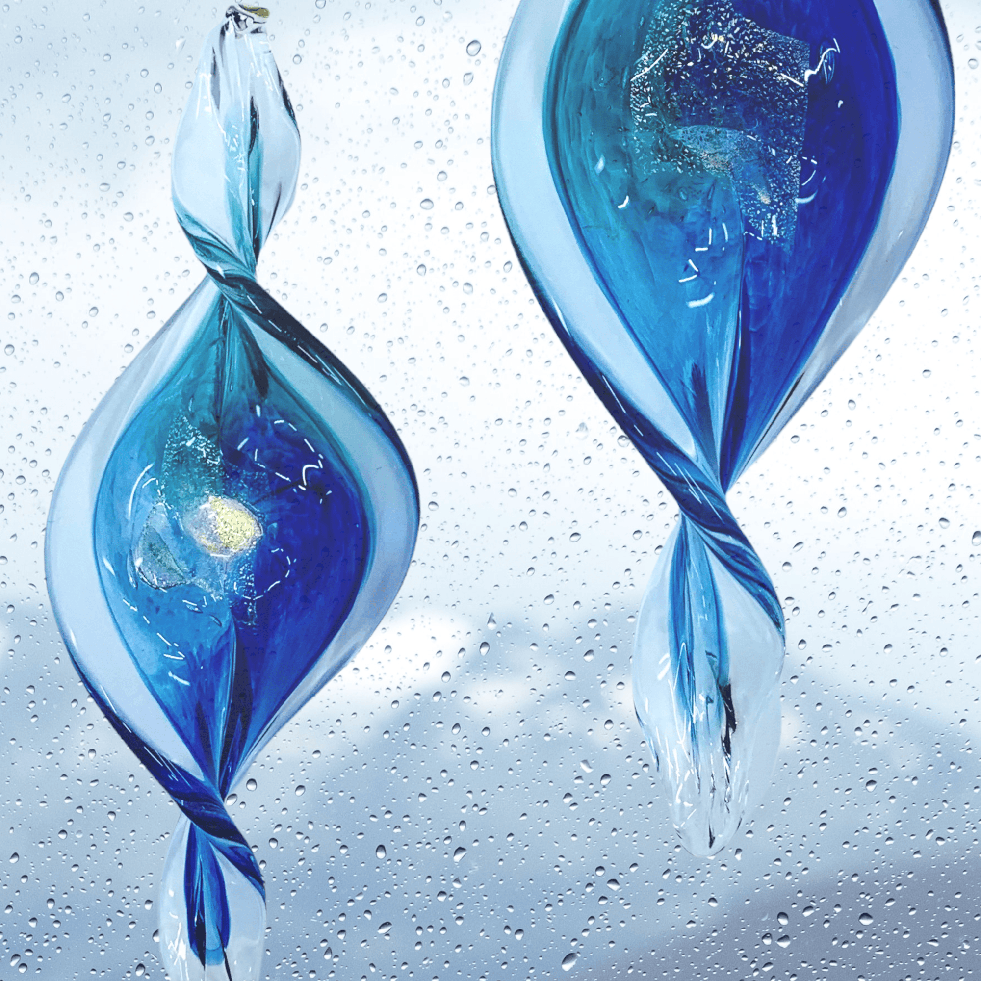 Spiral Ornament, Raindrop Suncatcher Luke Adams Glass Blowing Studio 