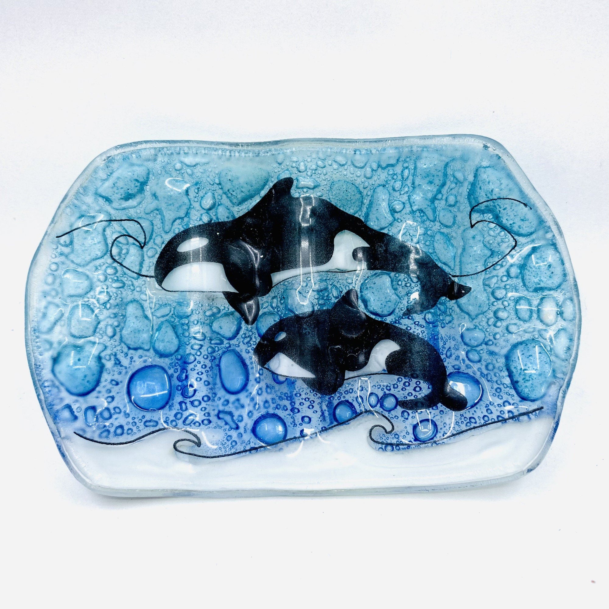Fair Trade Soap Dish - SD-32 Orca Whales Dishware Pam Peana 