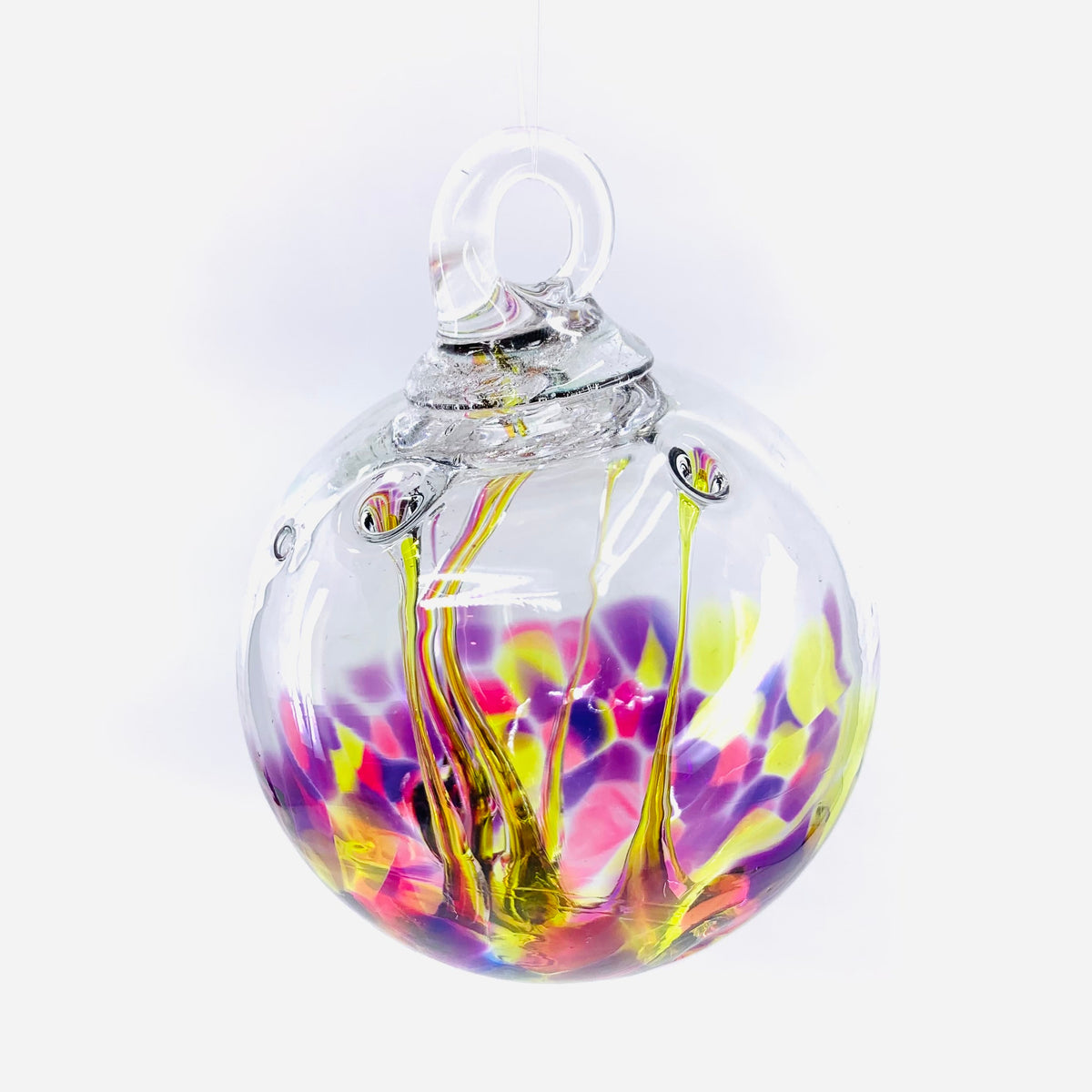 NEW Tree of Life Ornaments, 3&quot; Wish Ball Luke Adams Glass Blowing Studio Pink Violet Lime 