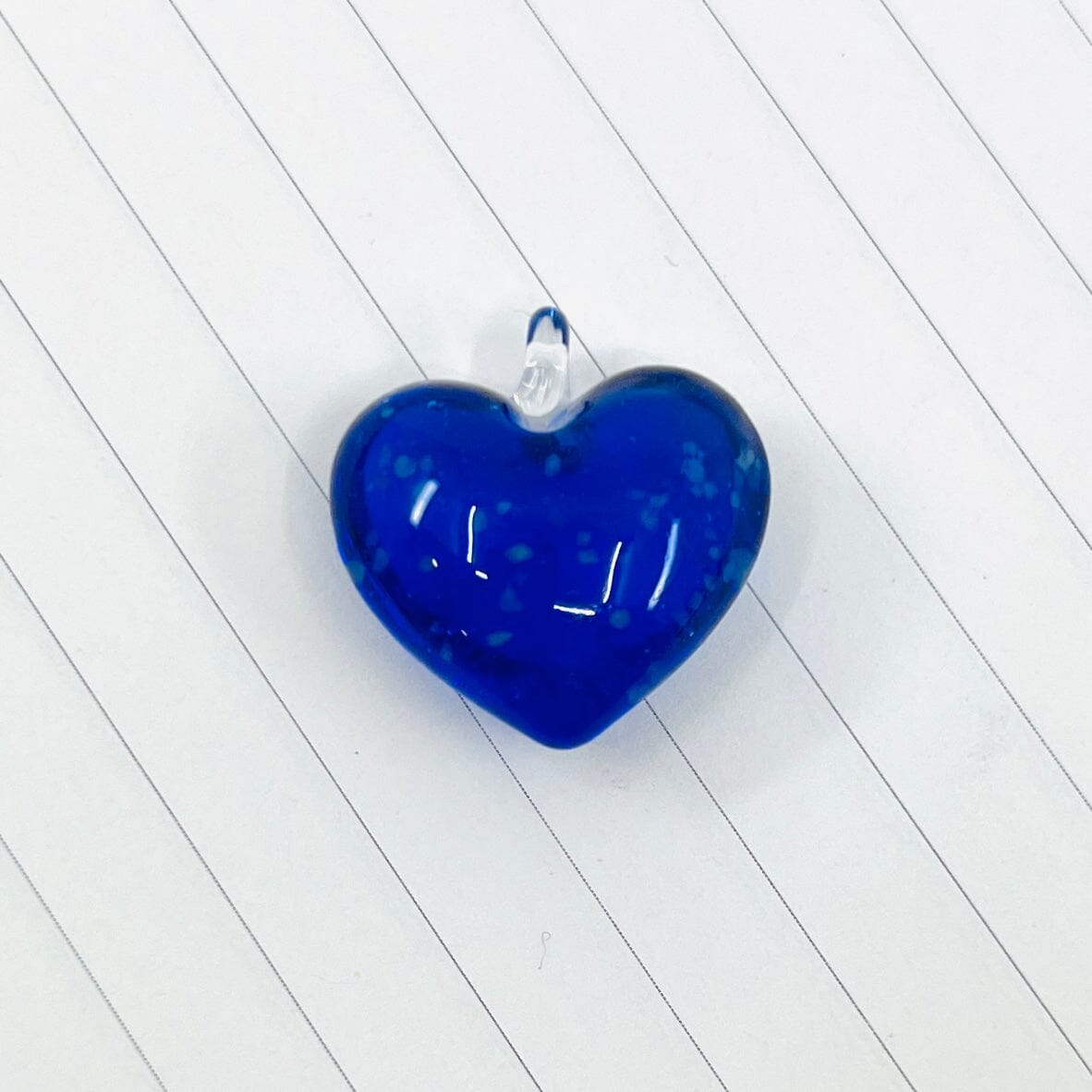 Glass Glow in the Dark Hearts, Blue Miniature - 