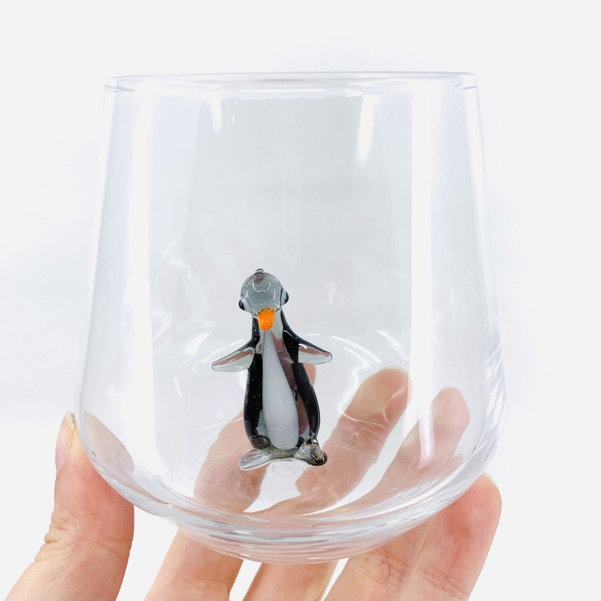Tiny Animal Wine Glass, Penguin Decor MiniZoo 