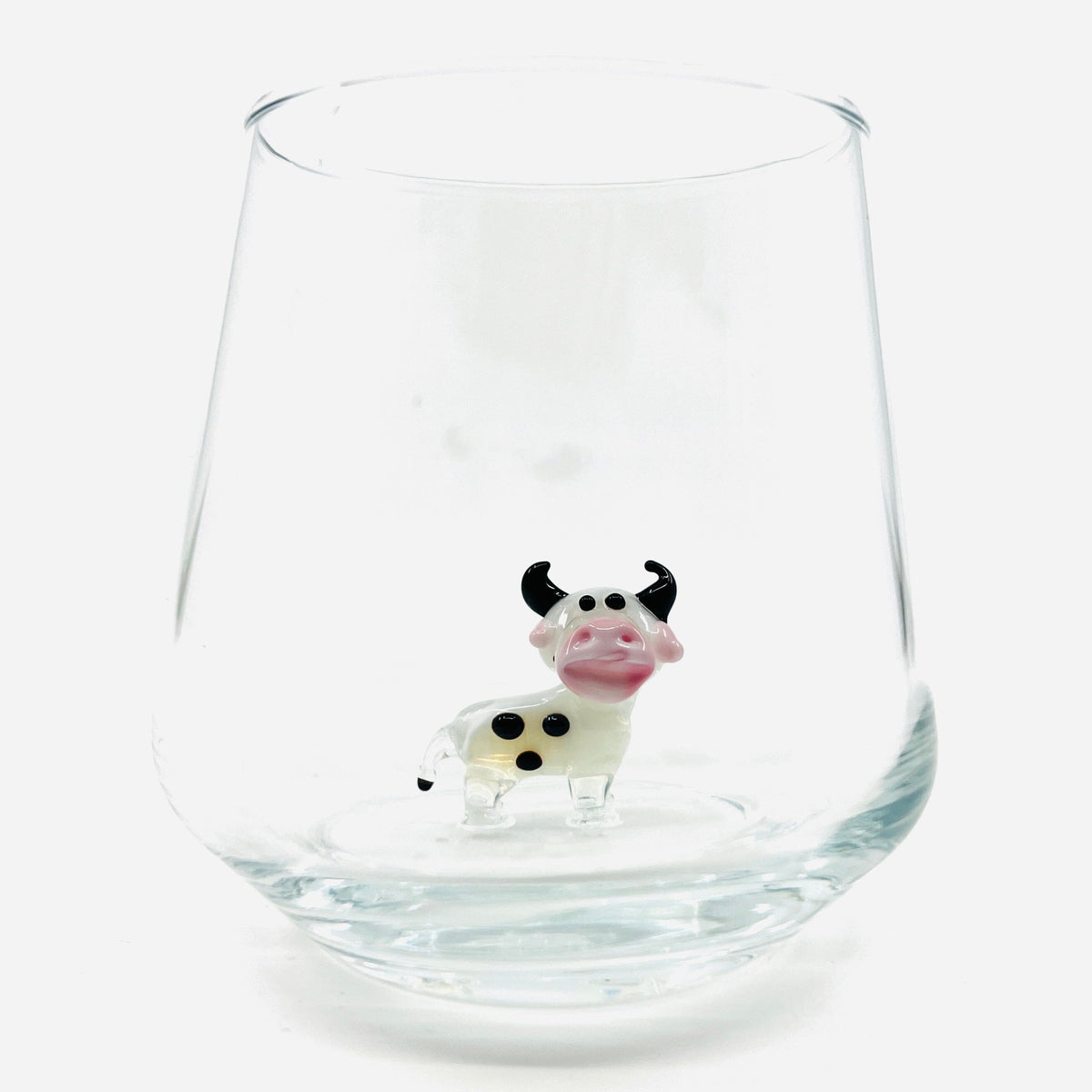 Tiny Animal Wine Glass, Cow Decor MiniZoo 