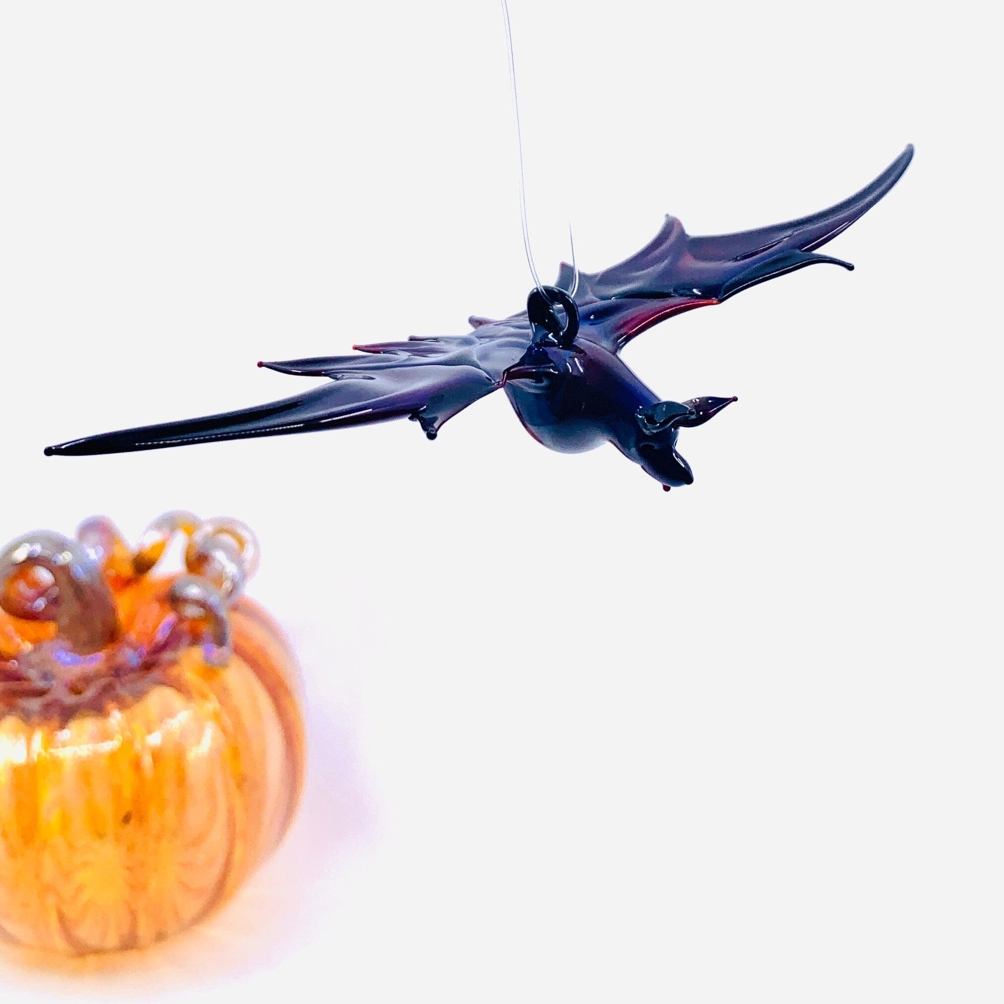Glass Flying Bat Ornament, 6 Ornament WGK Glass Art Inc 