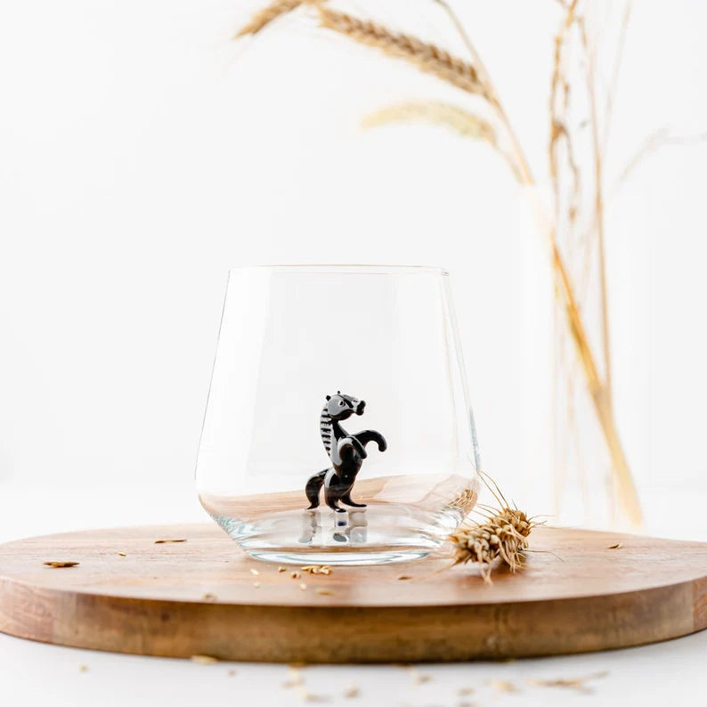 Tiny Animal Wine Glass, Black Horse Decor MiniZoo 
