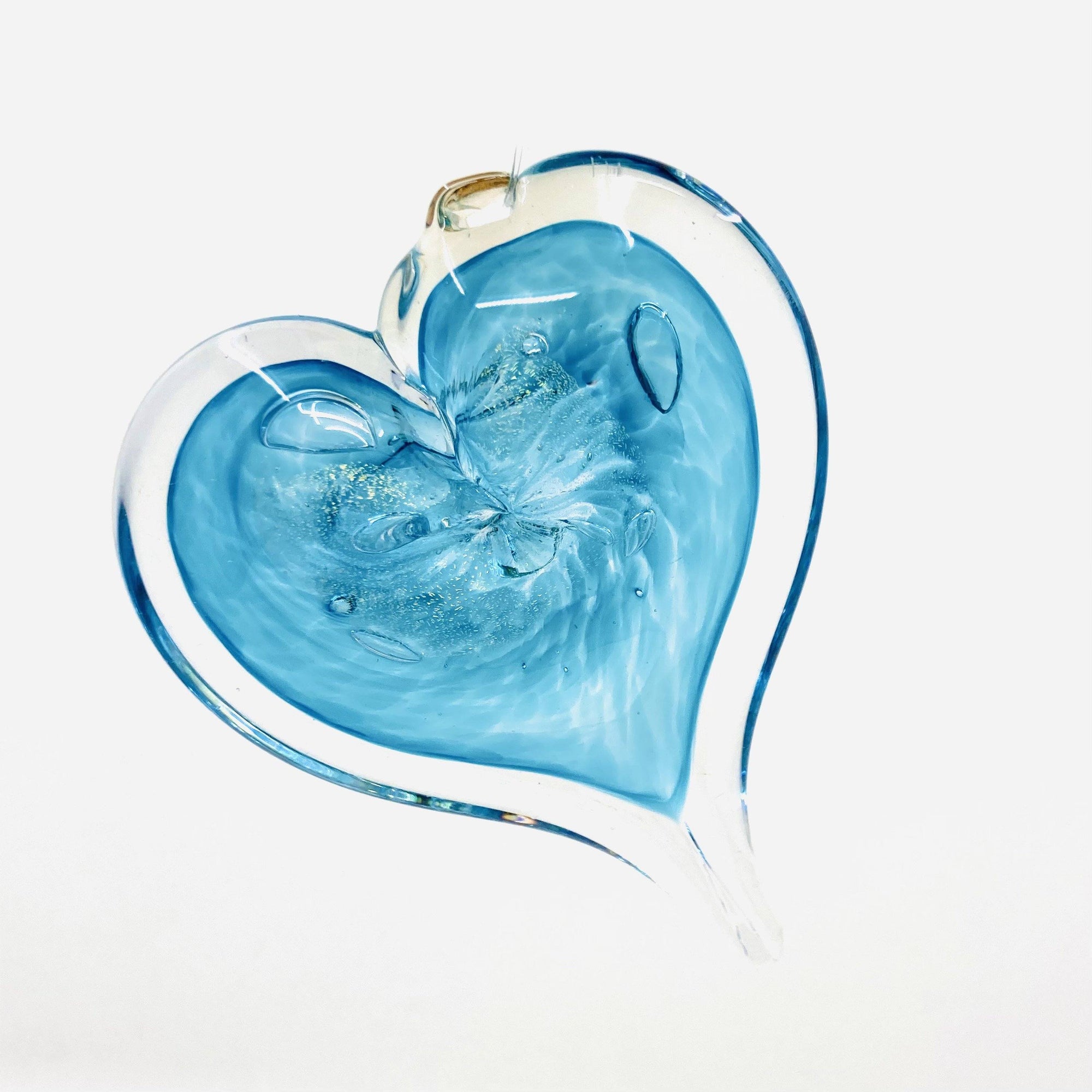 March Birthstone Small Heart- Aquamarine Luke Adams Glass Blowing Studio 