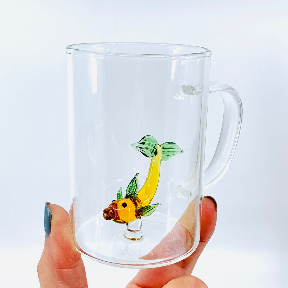 Tiny Animal Glass Mug, Fish Decor MiniZoo 