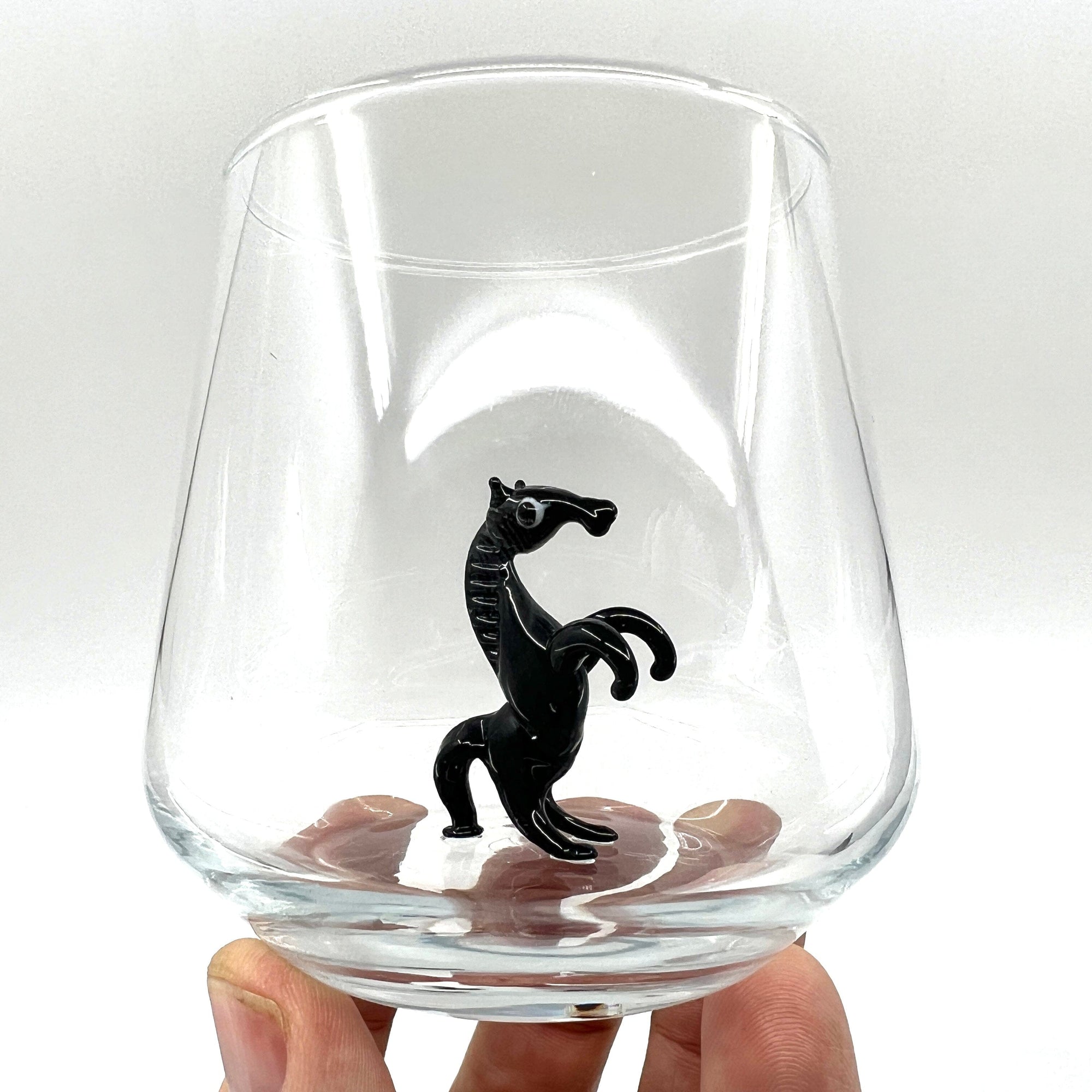 Tiny Animal Wine Glass, Black Horse Decor MiniZoo 