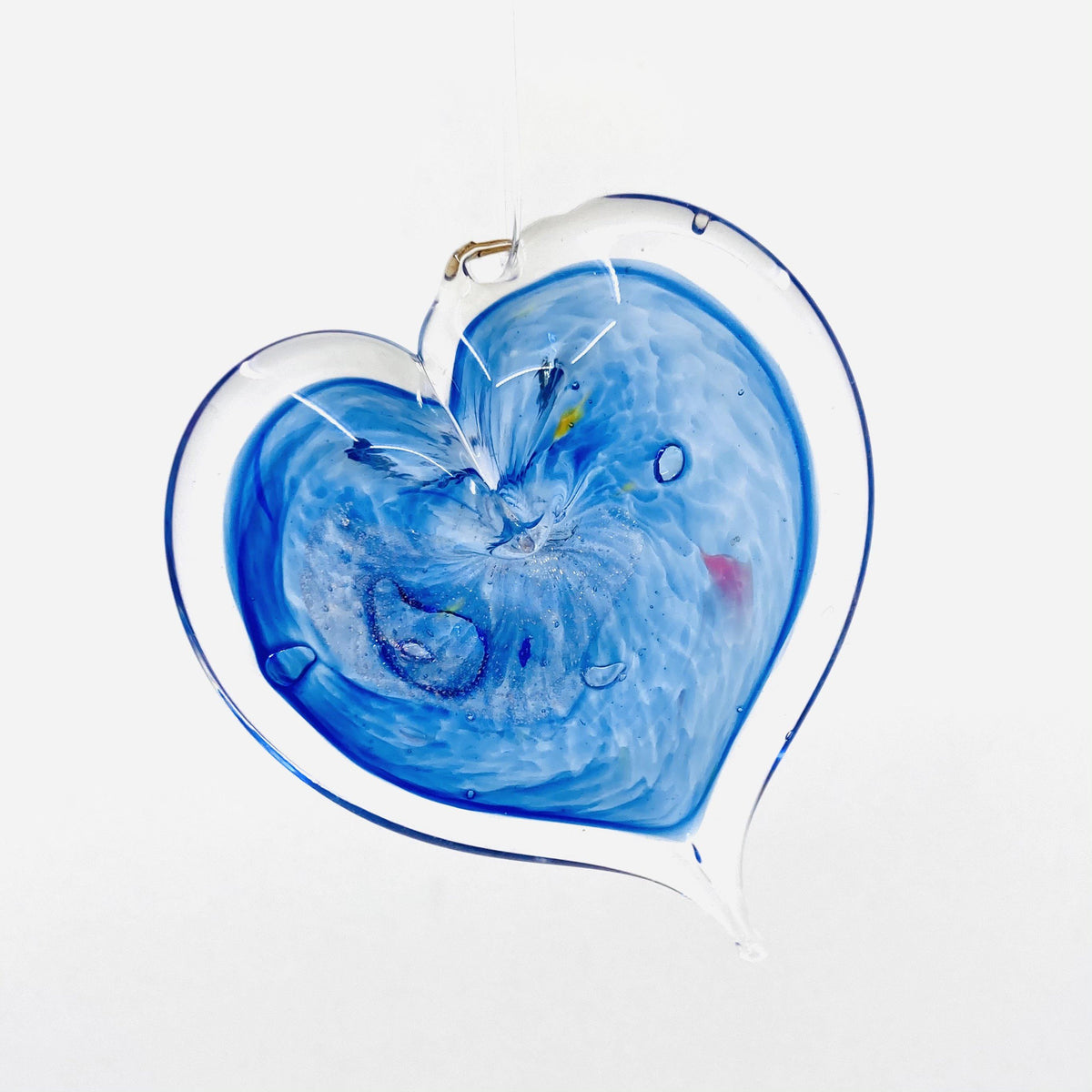 Heart Ornament, Tanzanite Suncatcher Luke Adams Glass Blowing Studio 