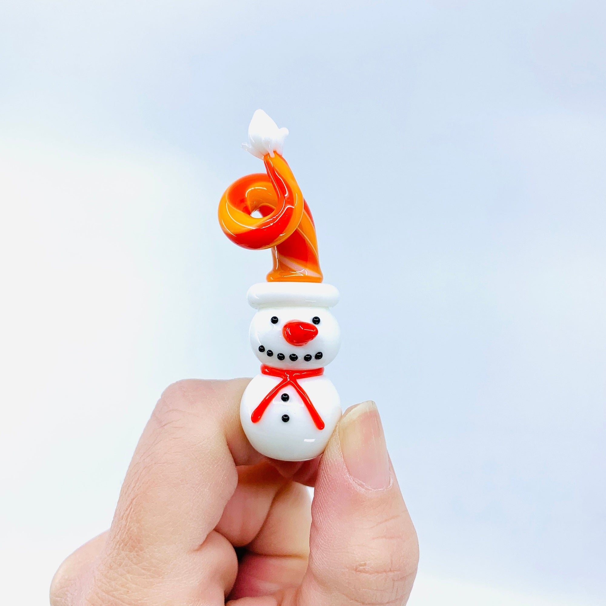 Curly Hat Snowman Figurine Miniature - 