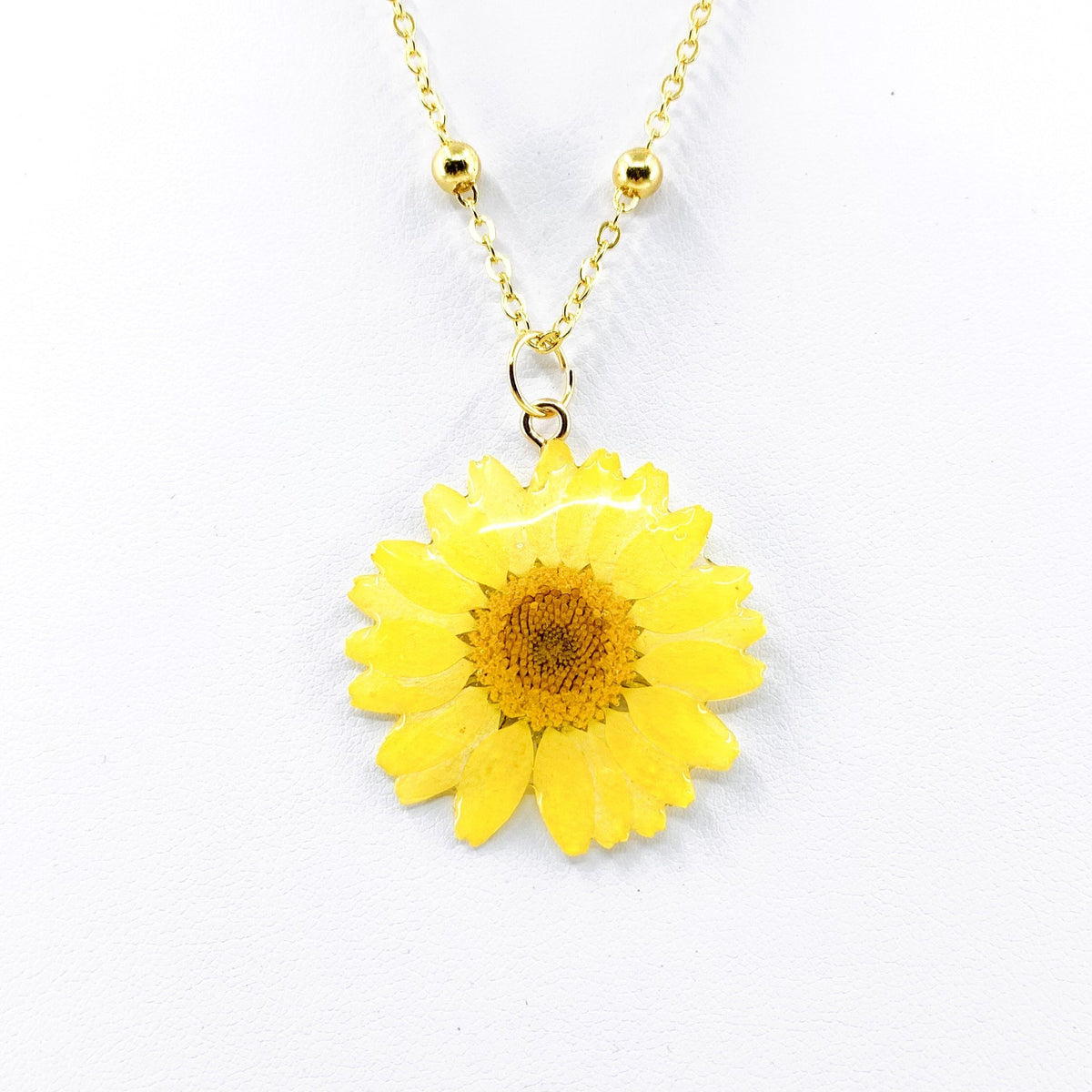 Pressed Flower Necklace Manufactured Overseas Yellow 