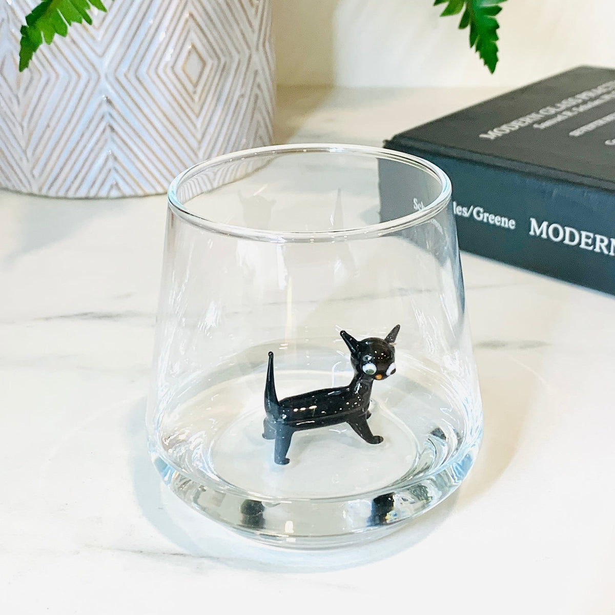 Tiny Animal Wine Glass, Black Cat Decor MiniZoo 