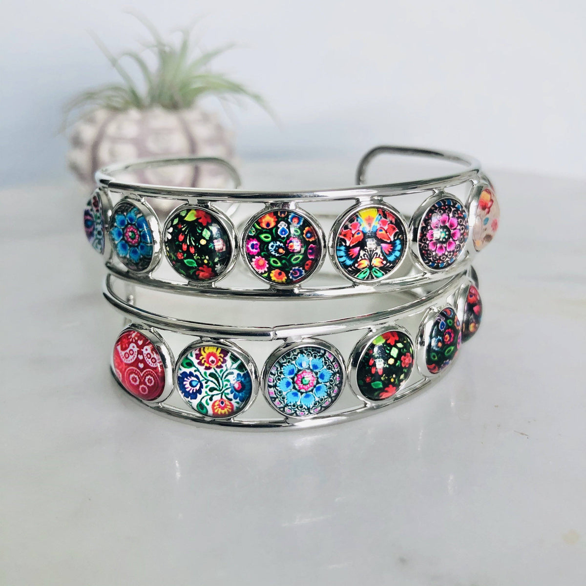 Artistic Cuff Bracelet Manufactured Overseas Folk Patterns 