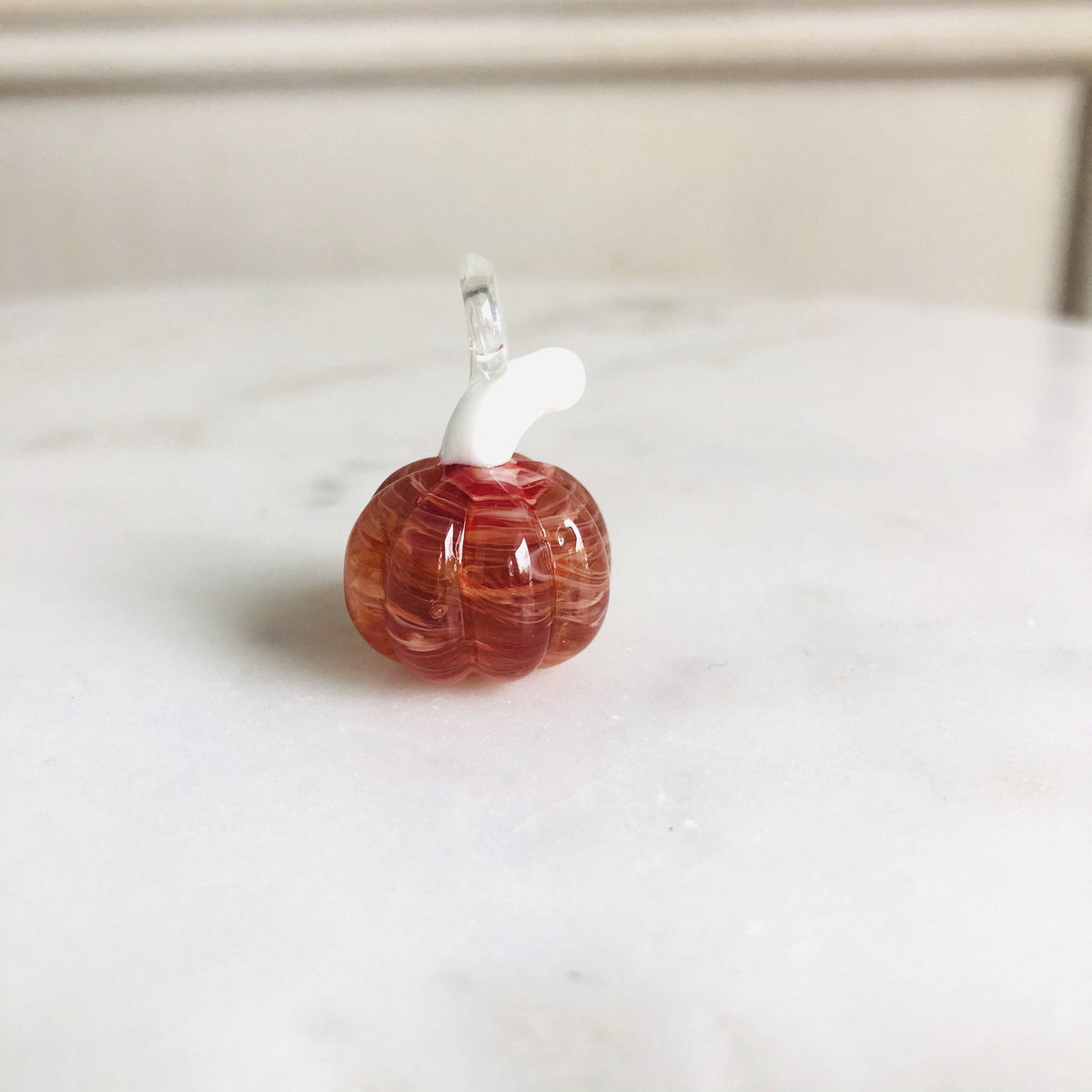 Even Tinier Tiniest Glass Pumpkin Luke Adams Glass Blowing Studio Toffee Swirl 