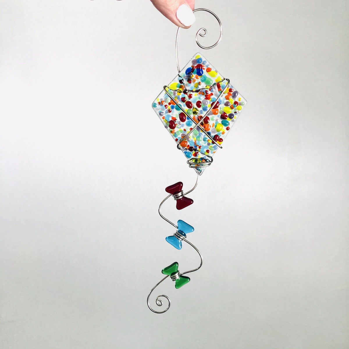 Fused Kite Luke Adams Glass Blowing Studio Colorful Confetti 
