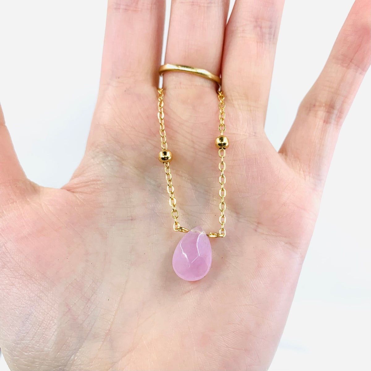 Teardrop Gem Lilac Necklace Jewelry - 