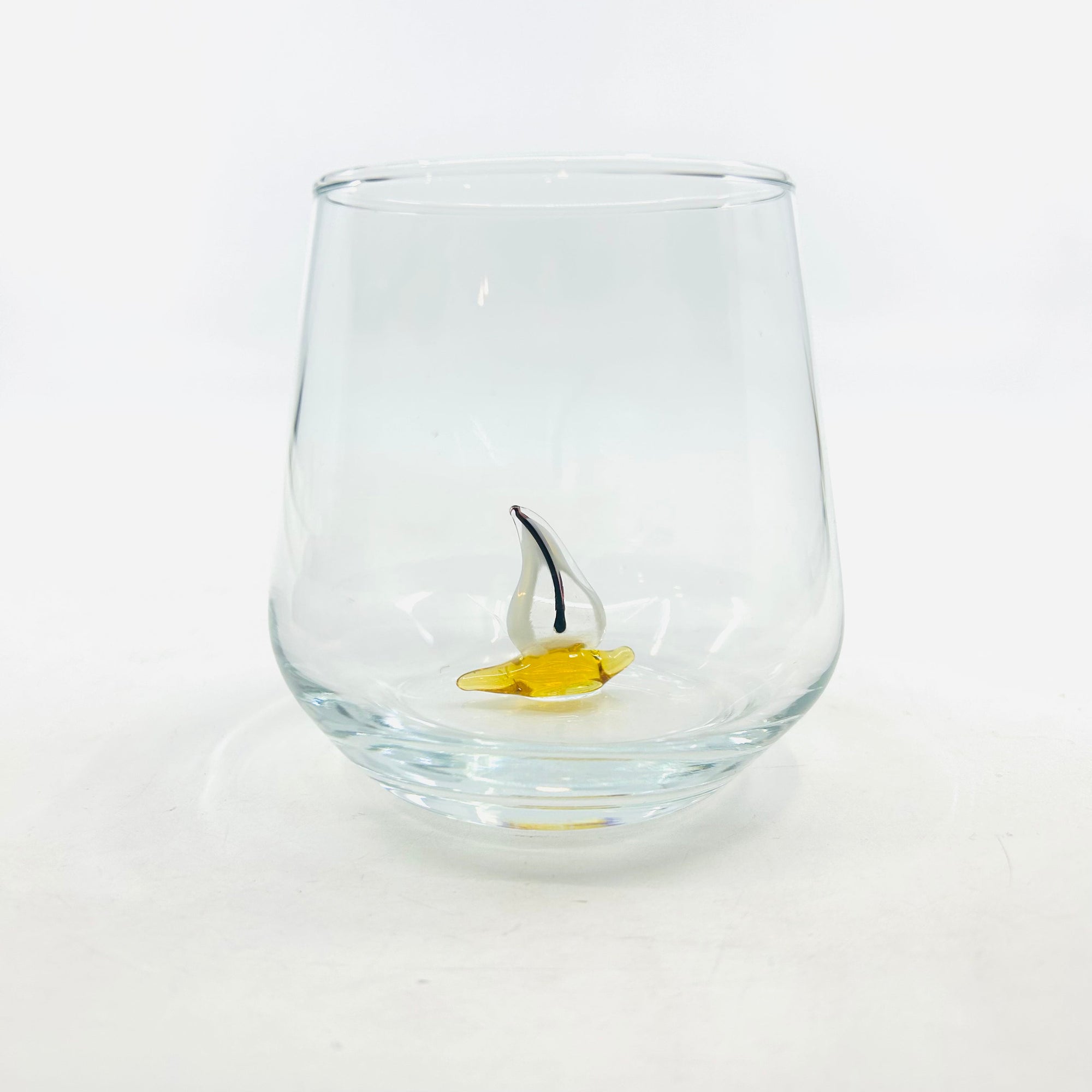 Tiny Animal Wine Glass, Sailboat Decor MiniZoo 