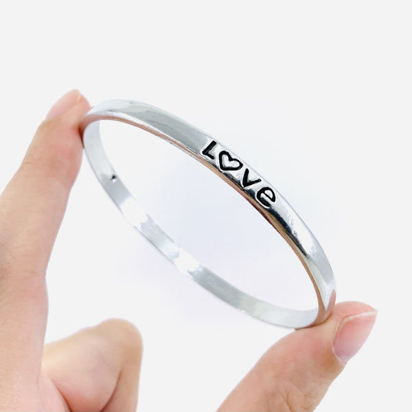 Pewter Bangle, Love - Luke Adams Glass Blowing Studio