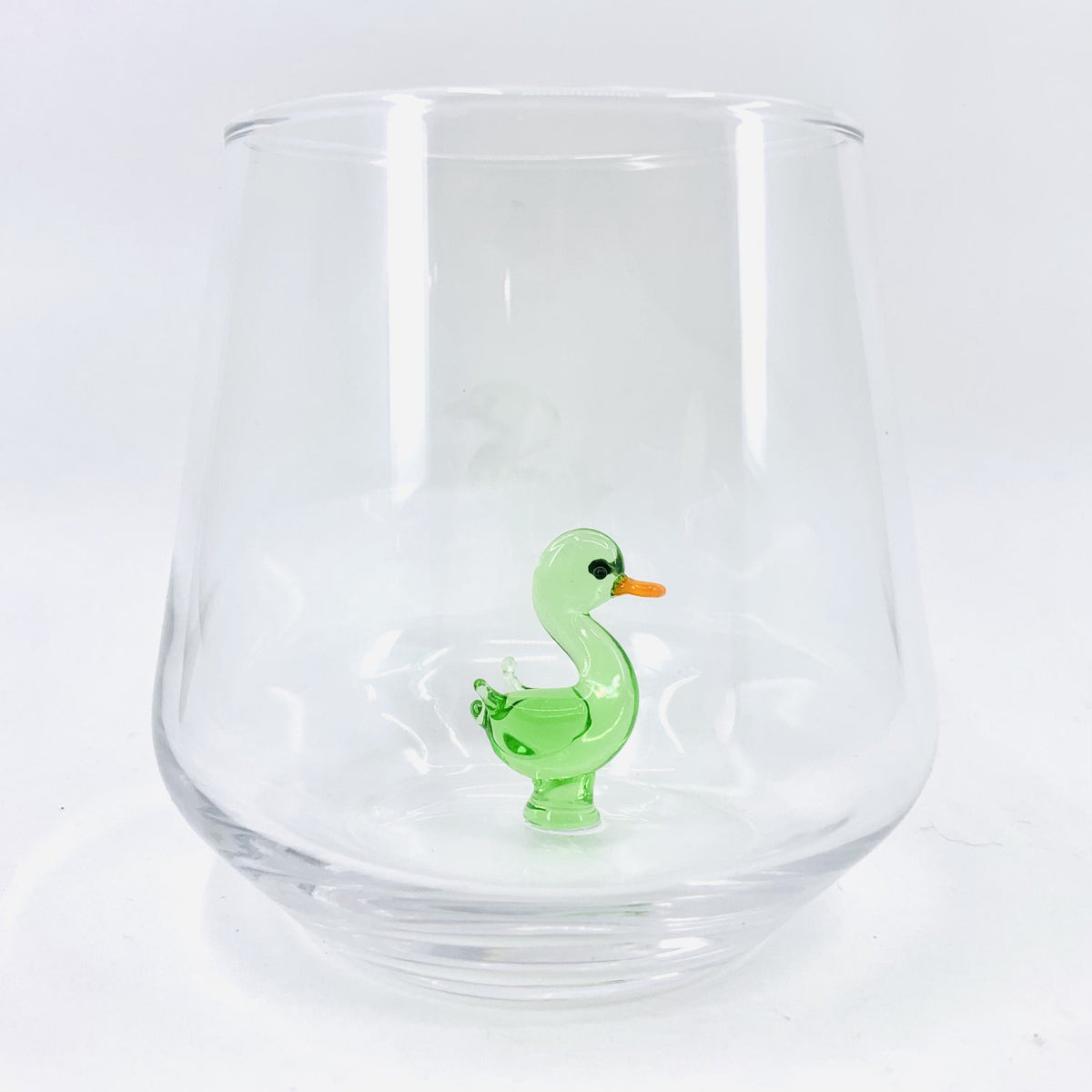 Tiny Animal Wine Glass, Green Ducky Decor MiniZoo 