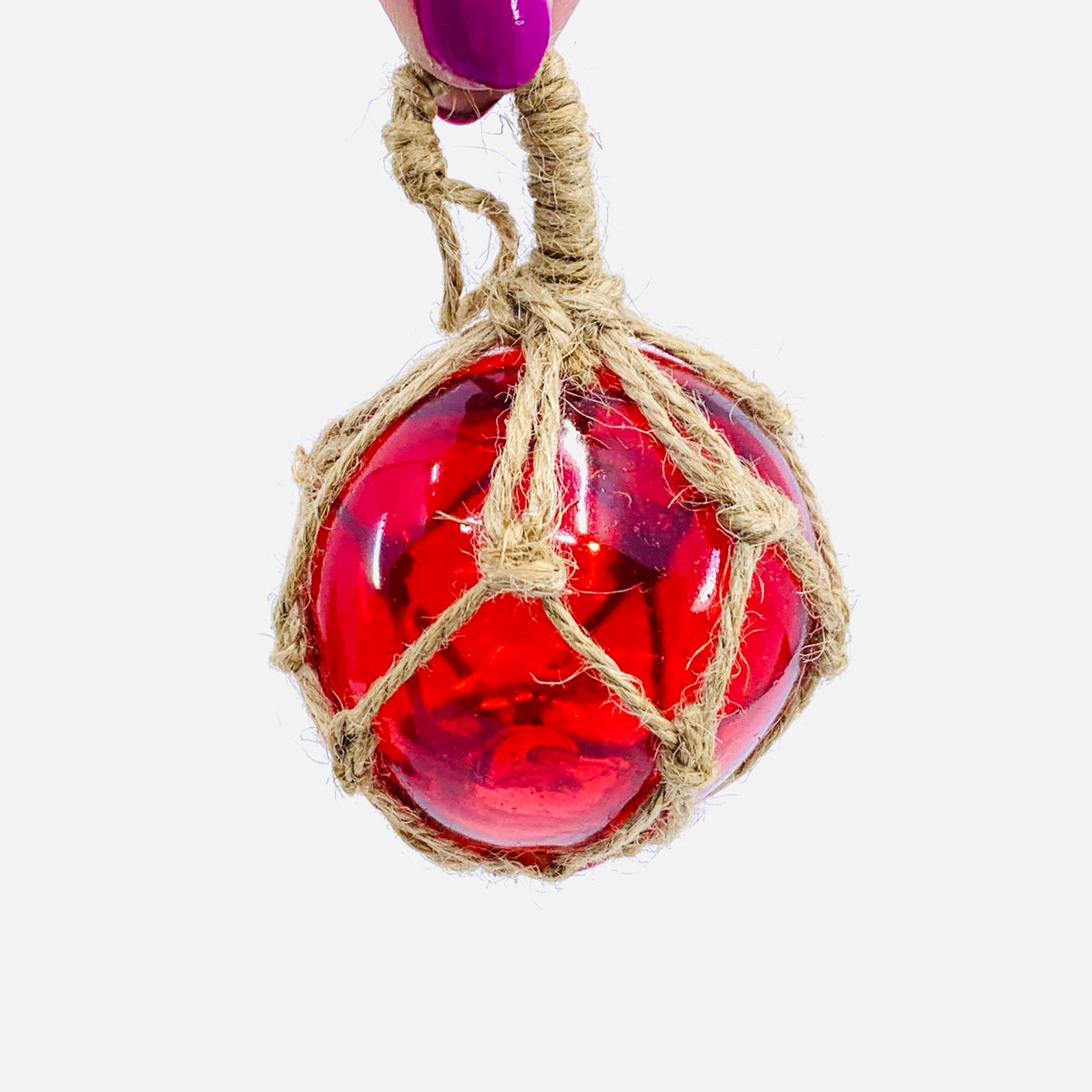 Macramé Glass Ball Ornament, Red
