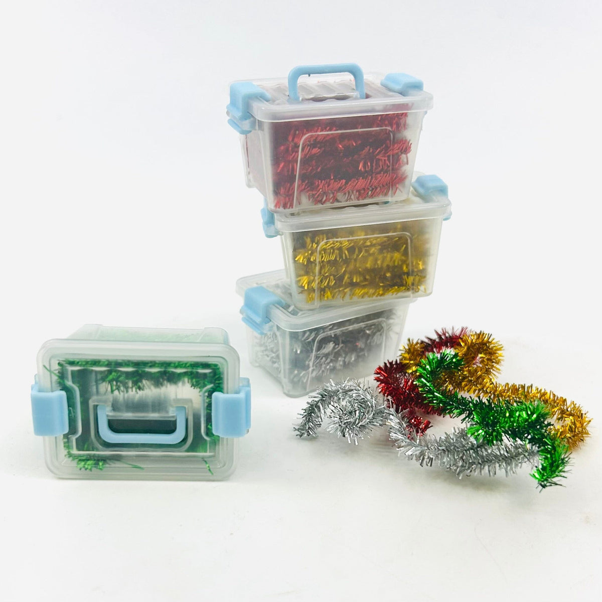 Tiny Attic Tote of Christmas Garland, Silver Miniature - 