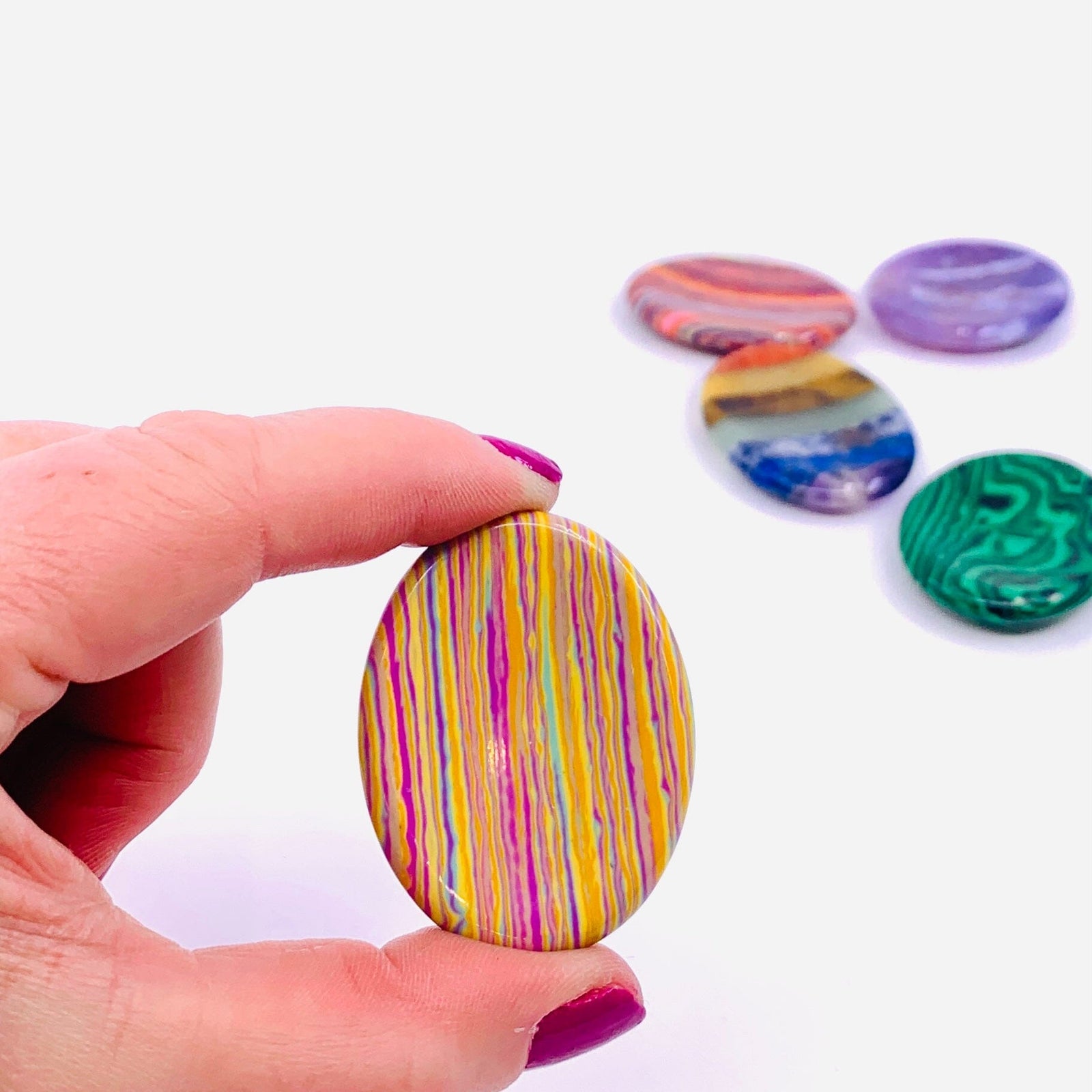 Pastel Rainbow Calsilica Soothing Stone Decor Earth's Elements 