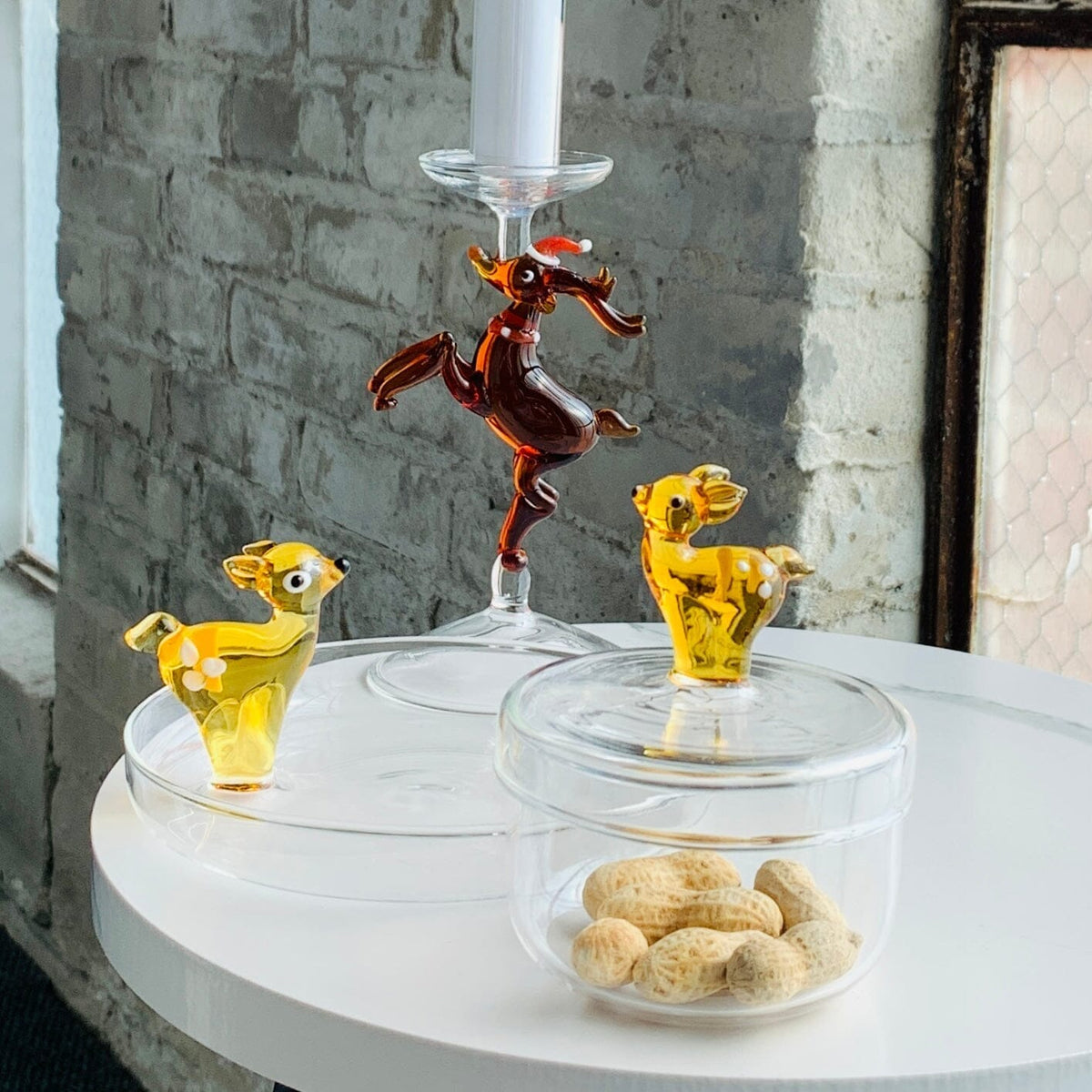 Glass Icon Reindeer Jar Creative Co-Op 