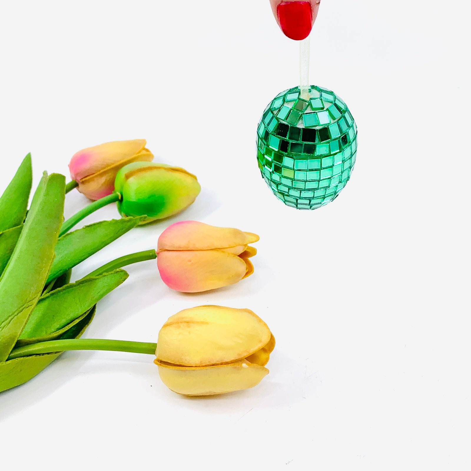 Mirror Mosaic Egg Ornament, Turquoise One Hundred 80 Degrees 