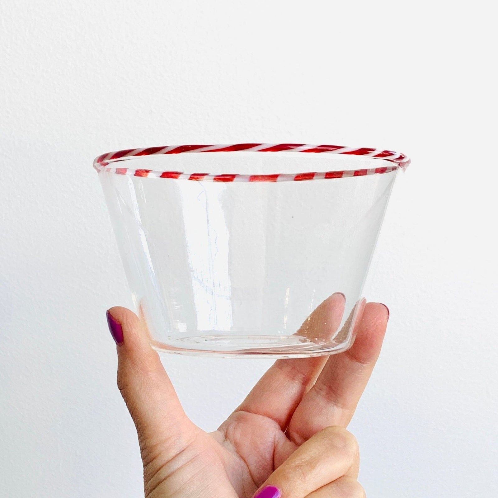 Candy Cane Rim Bowl, Red Decor Creative Co-Op 