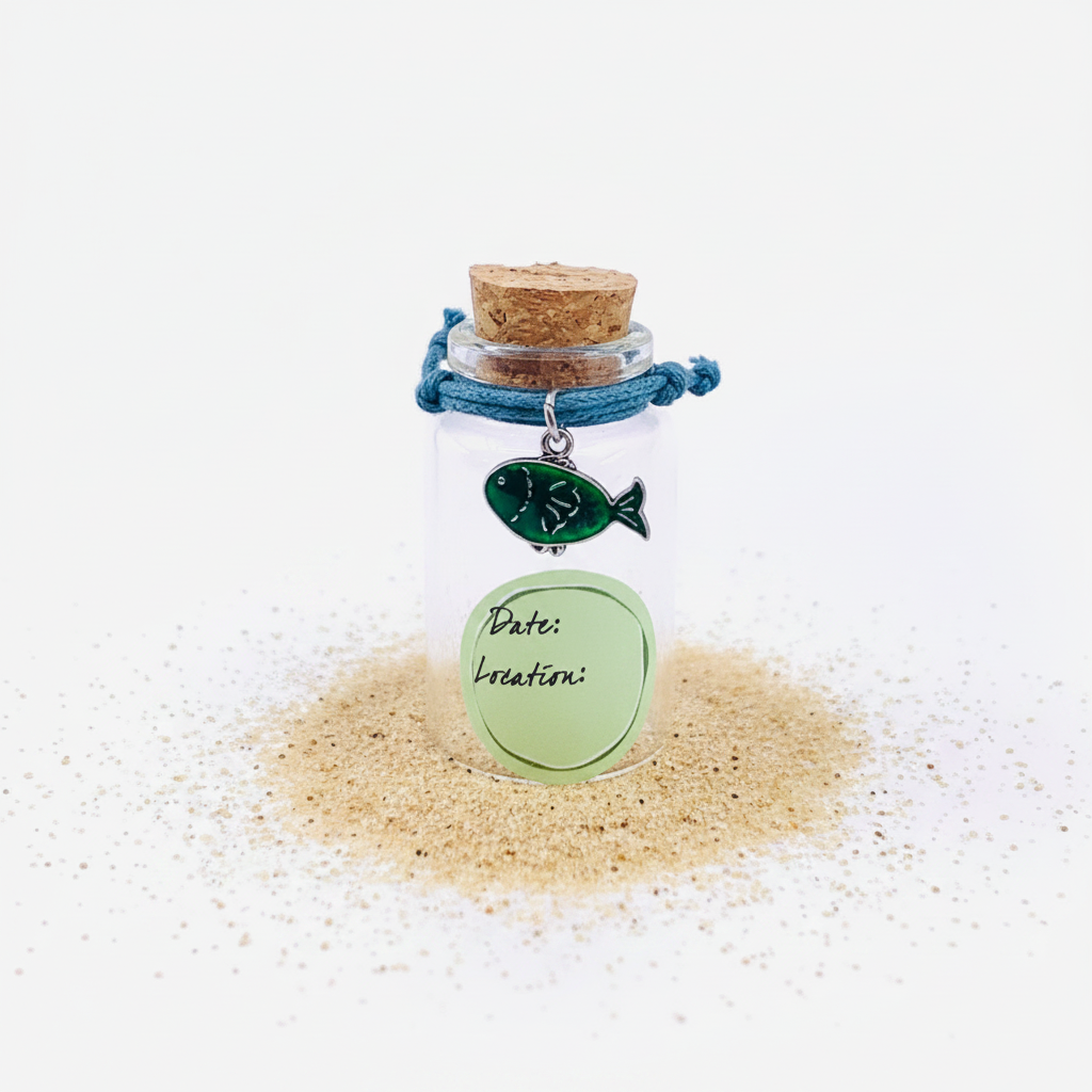 Keepsake Sand Jar and Bracelet, Green Fish