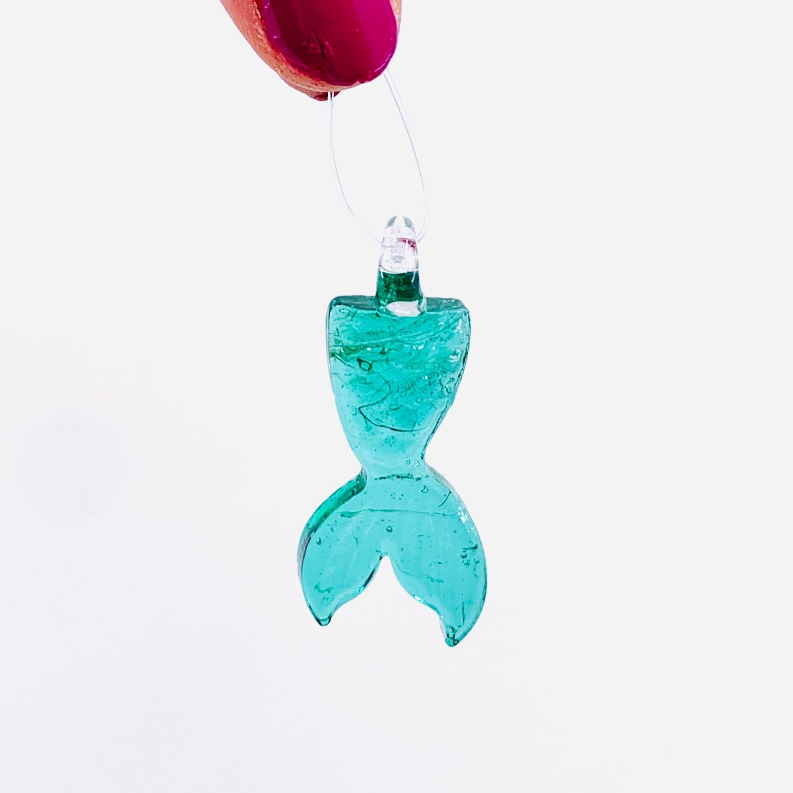 Hanging Glass Mermaid Tail, Lagoon Miniature - 