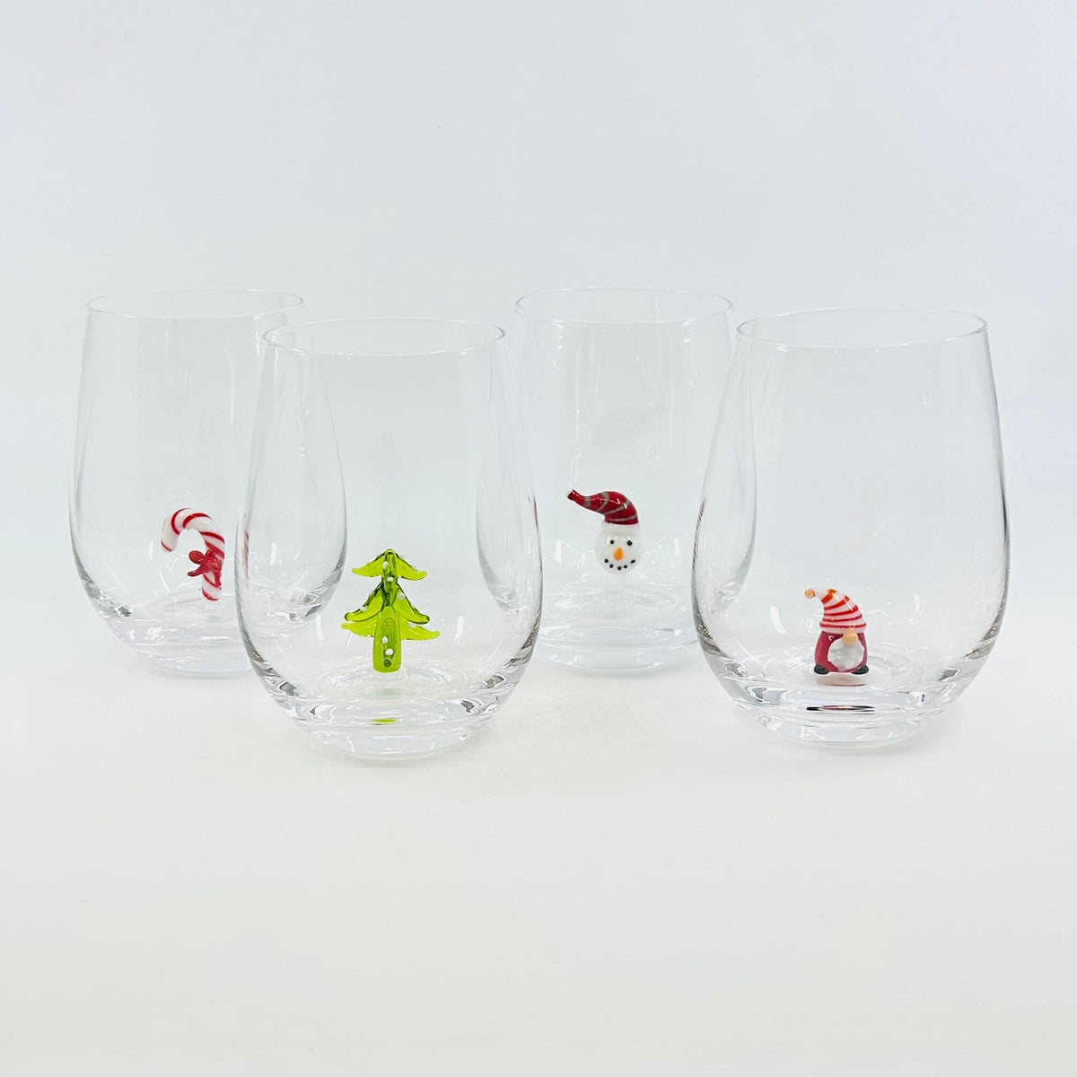 Holiday Icon Stemless Wine Glass, Snowman Creative Co-Op 